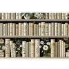 White Floral Bookshelf – Daisy Vine Pattern desk mat and mouse pad by PrintMyPad