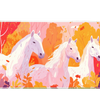 Animals 36x16in custom desk mat featuring white horses in autumn forest, non-slip rubber base – PrintMyPad