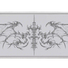 Gothic winged cross skull line art artwork on an extended desk mat for a full keyboard and mouse layout