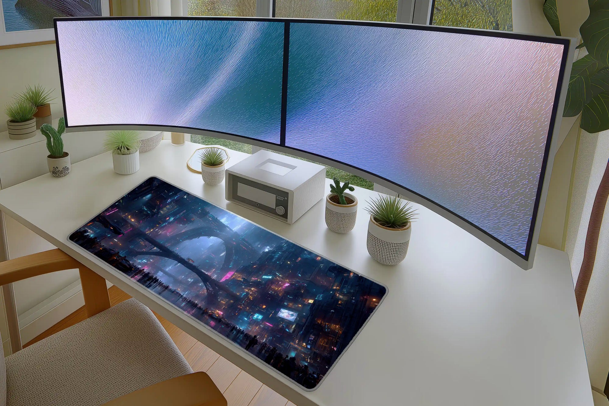 Futuristic Cyberpunk Cityscape Mousepad