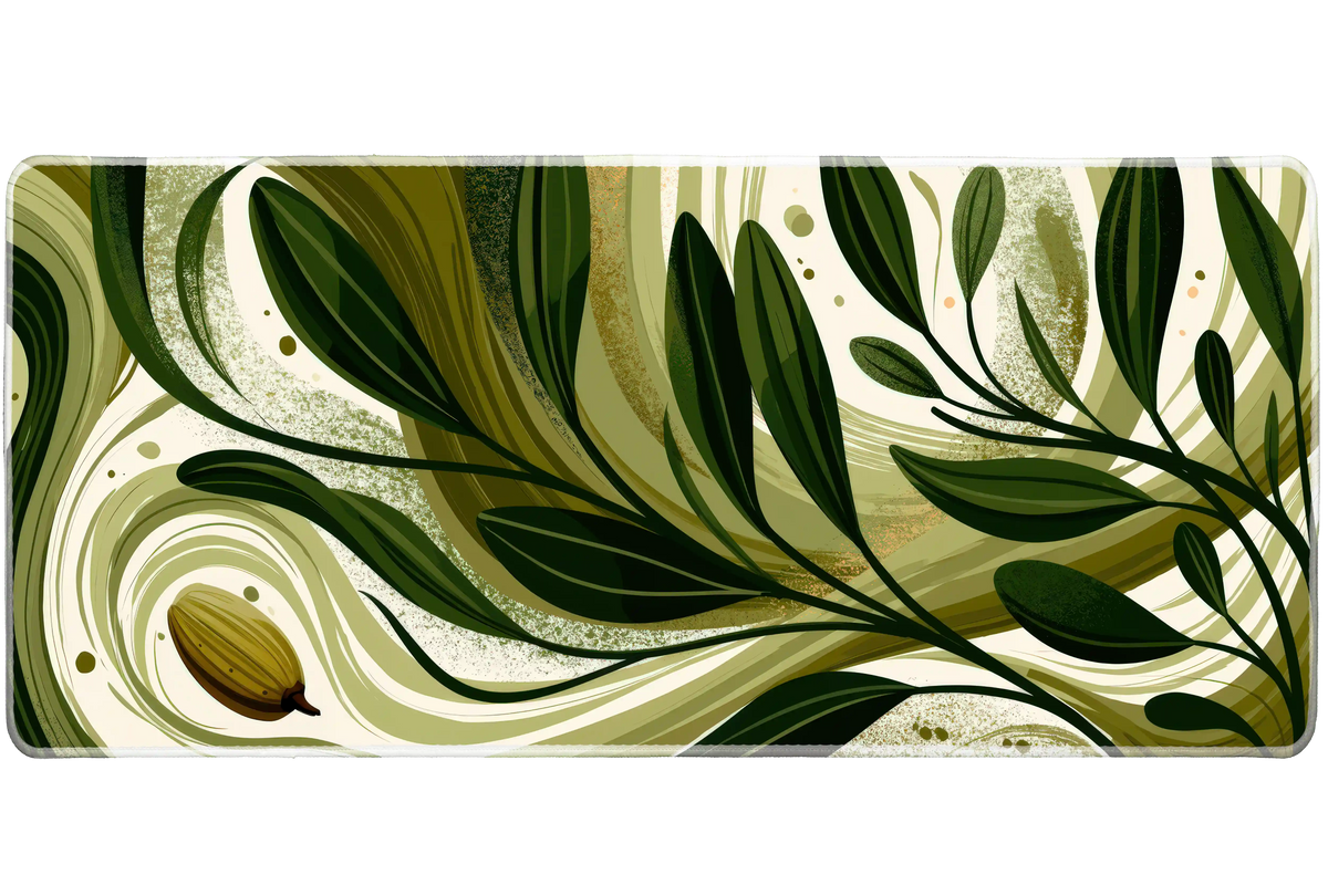 Botanical Olive Leaves – Modern Nature desk mat and mouse pad by PrintMyPad