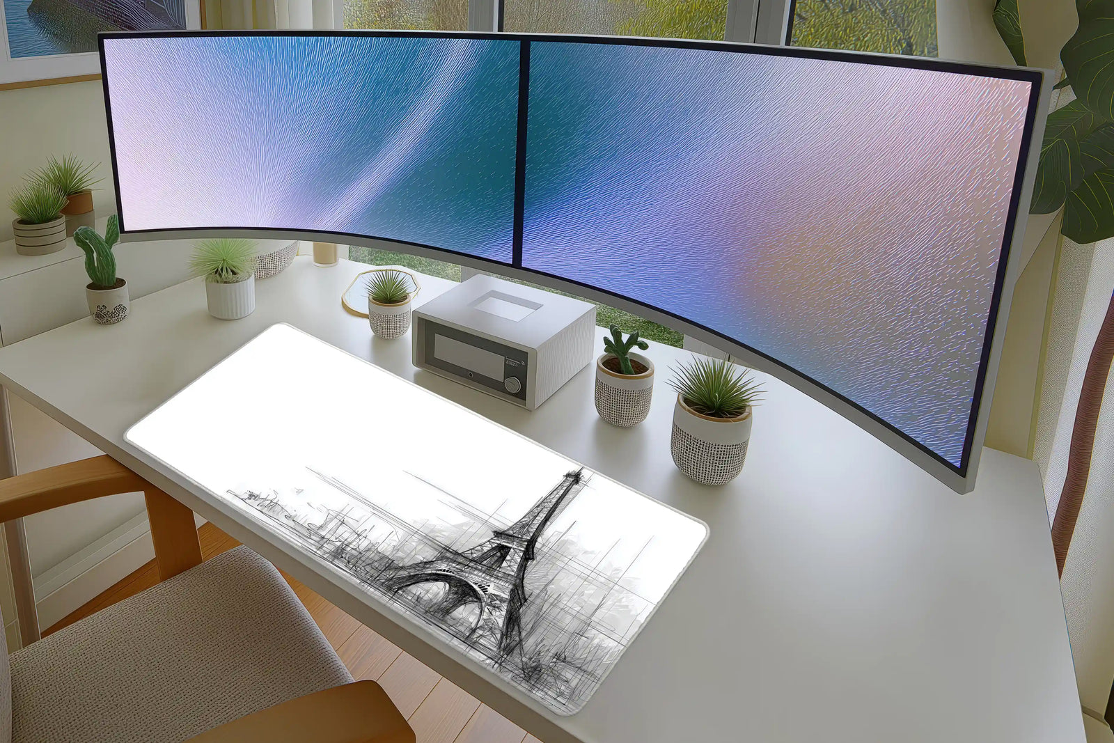 Paris Eiffel Tower Sketch Mousepad – Minimalist Art Desk Mat
