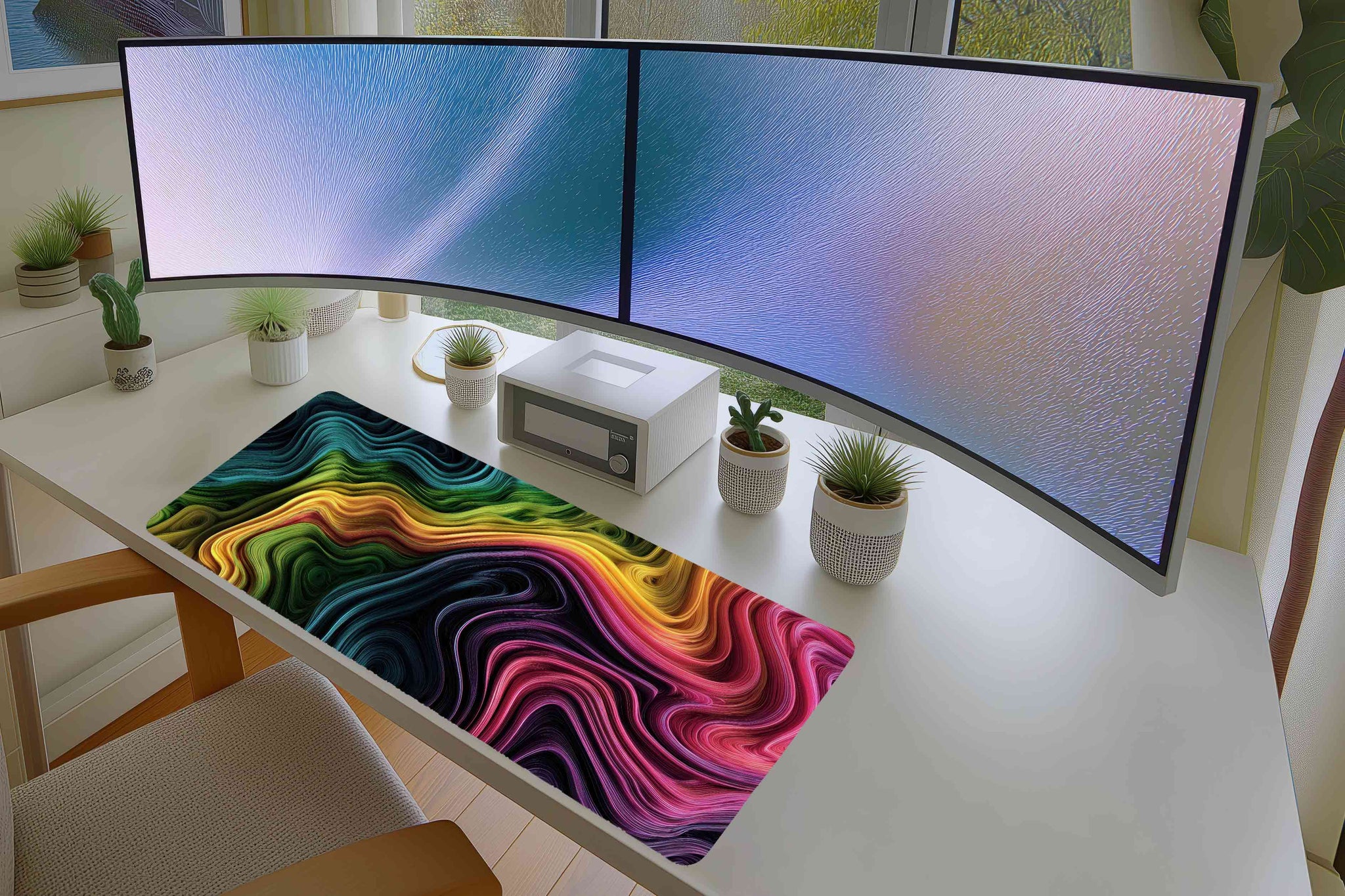 Vibrant Swirl Abstract Mousepad – Colorful Fluid Line Art