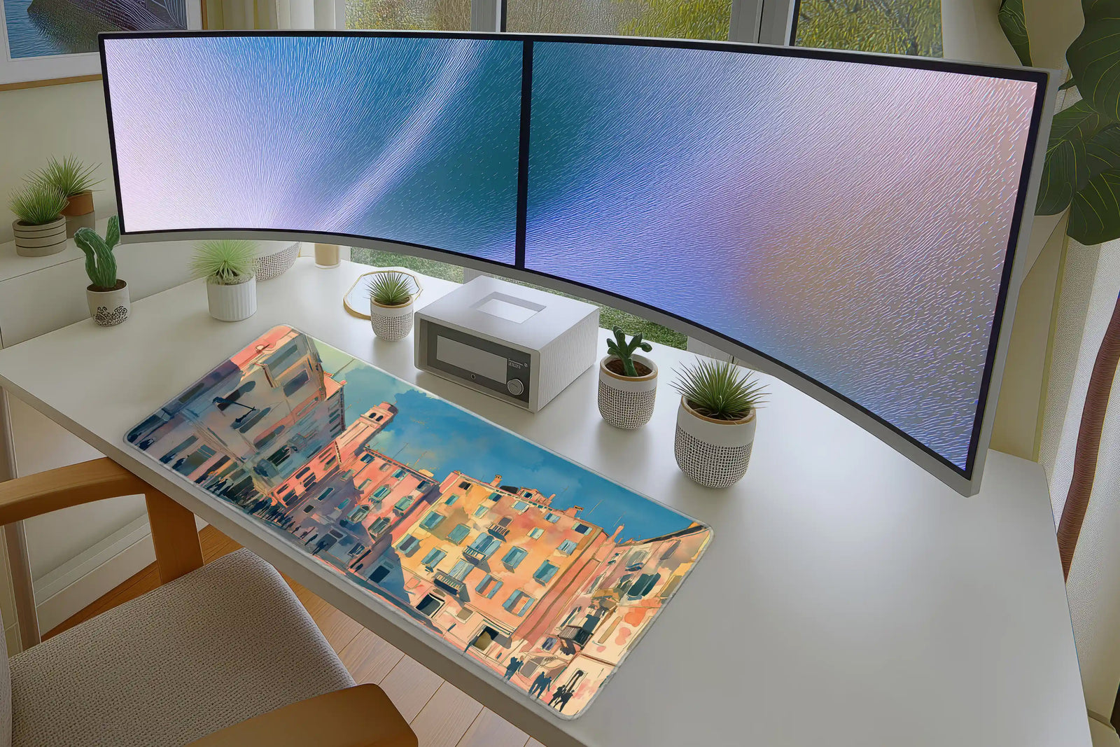 Watercolor Cityscape Mousepad – Vibrant Urban Architecture