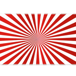 Wide Circus Sunburst desk mat with bold red-and-white big-top sunburst rays