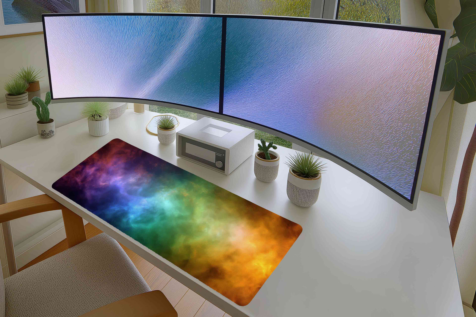 Rainbow Energy Abstract Mousepad – Vivid Color Swirl Design