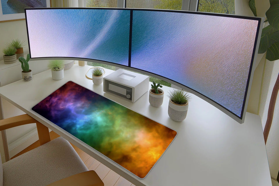 Rainbow Energy Abstract Mousepad – Vivid Color Swirl Design