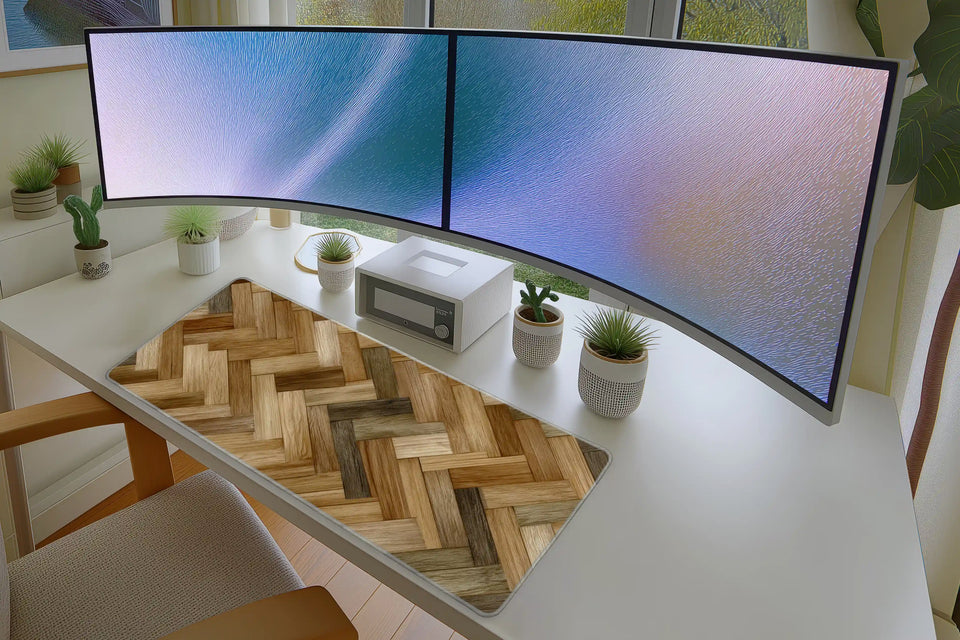 Wood Grain Texture Mousepad – Herringbone Pattern Desk Mat
