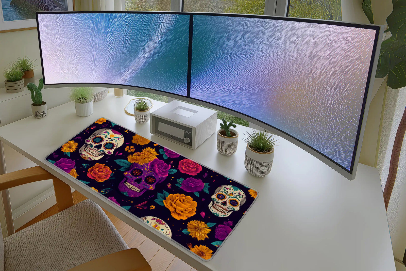 Colorful Sugar Skull Mousepad – Día de los Muertos Art