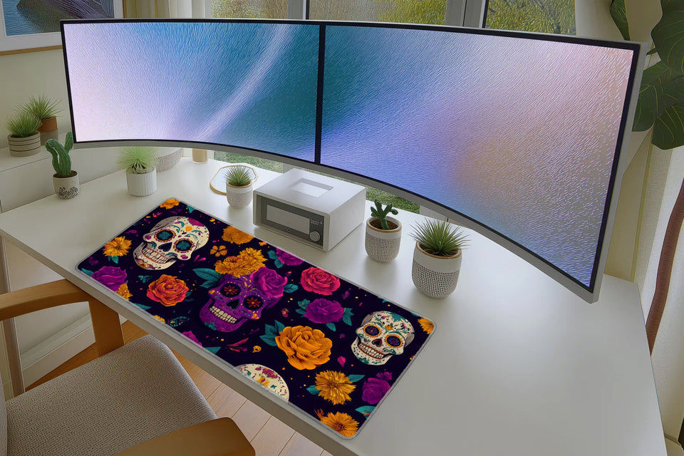 Colorful Sugar Skull Mousepad – Día de los Muertos Art