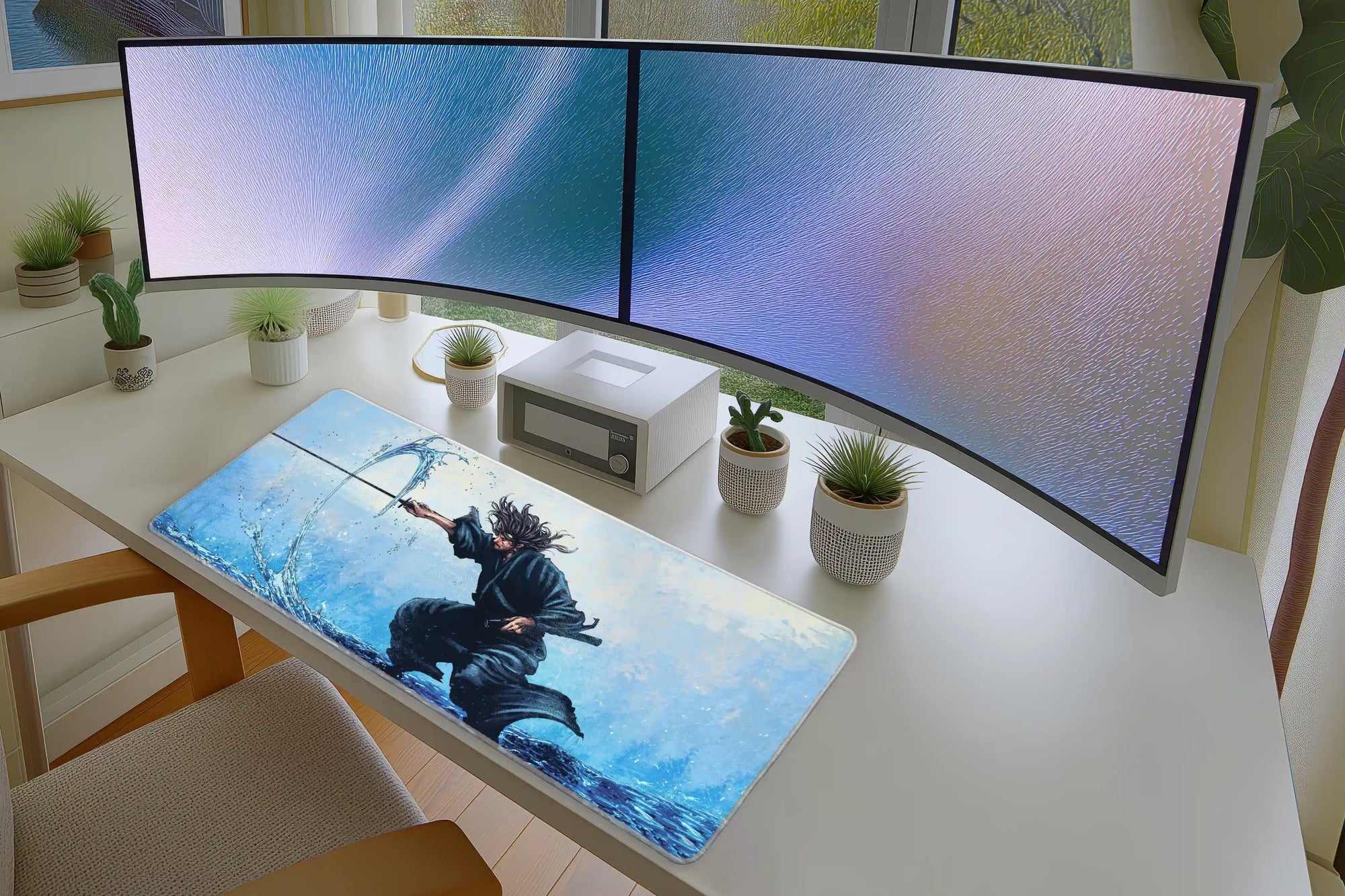 Anime Water Blade Warrior Action Gaming Desk Mat Extended Mouse Pad