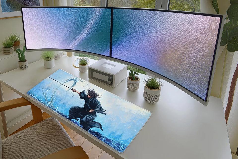 Anime Water Blade Warrior Action Gaming Desk Mat Extended Mouse Pad