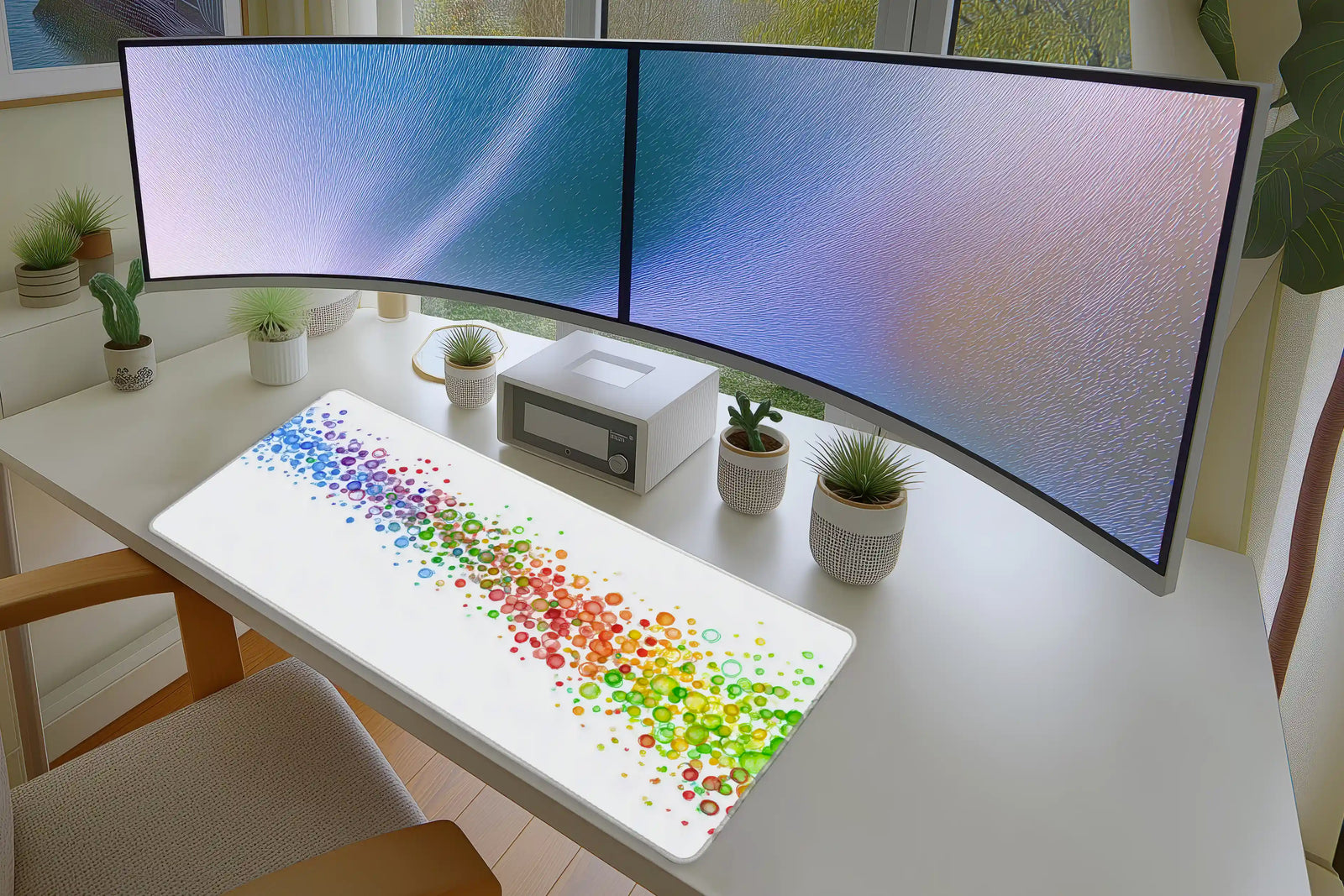 Rainbow Bubble Flow Mousepad – Colorful Abstract Design