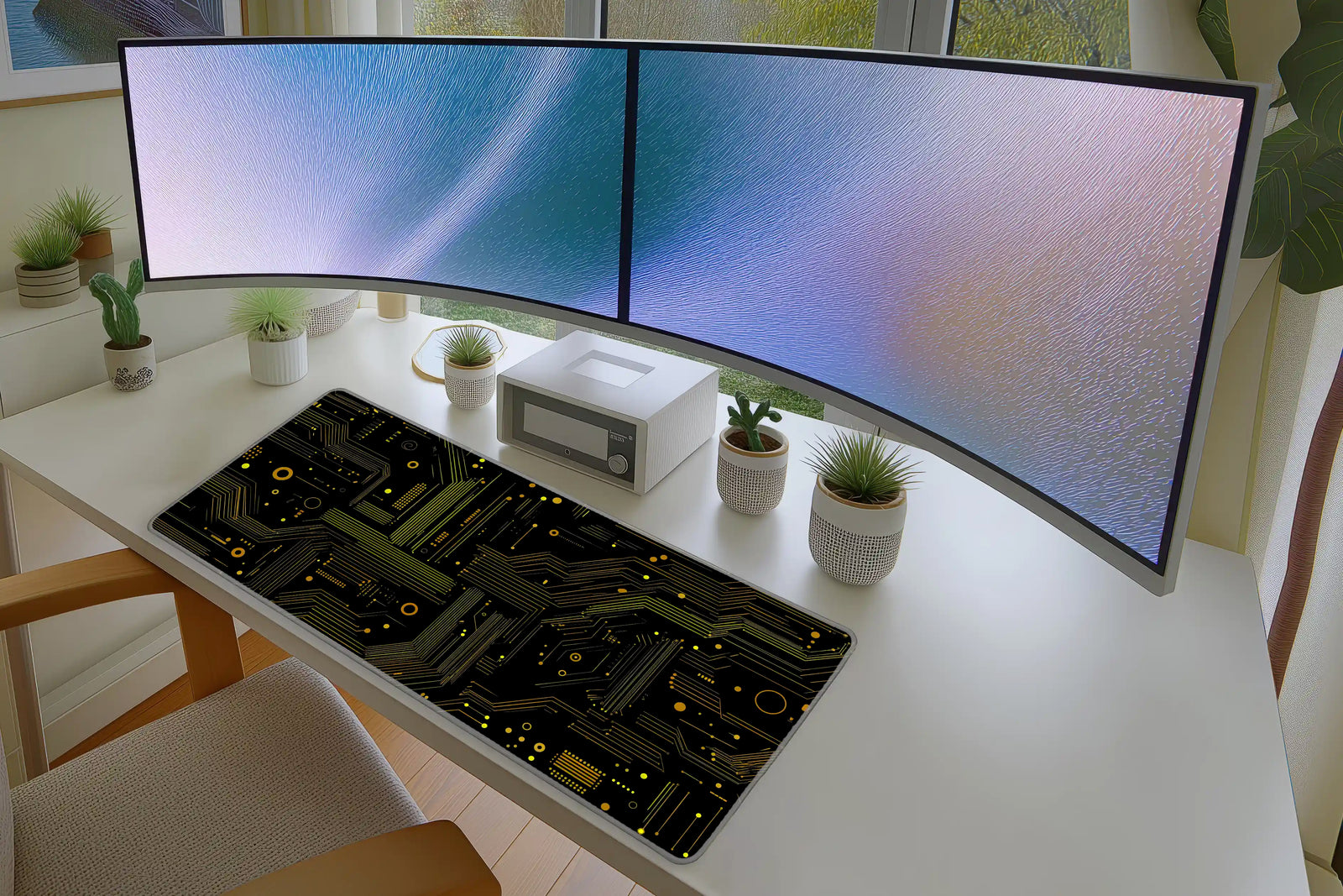 Futuristic Circuit Board Mousepad – Neon Tech Aesthetic