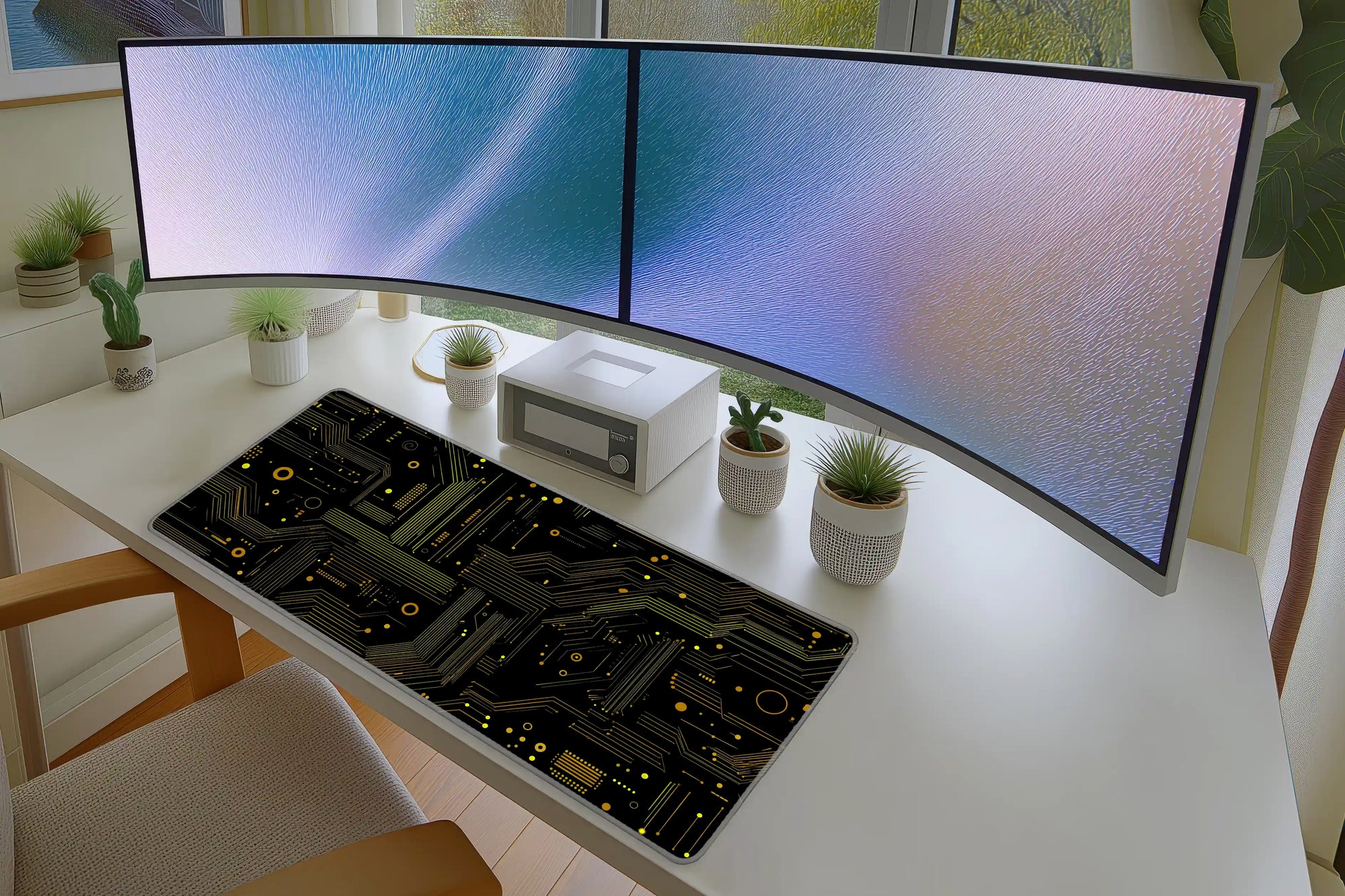 Futuristic Circuit Board Mousepad – Neon Tech Aesthetic