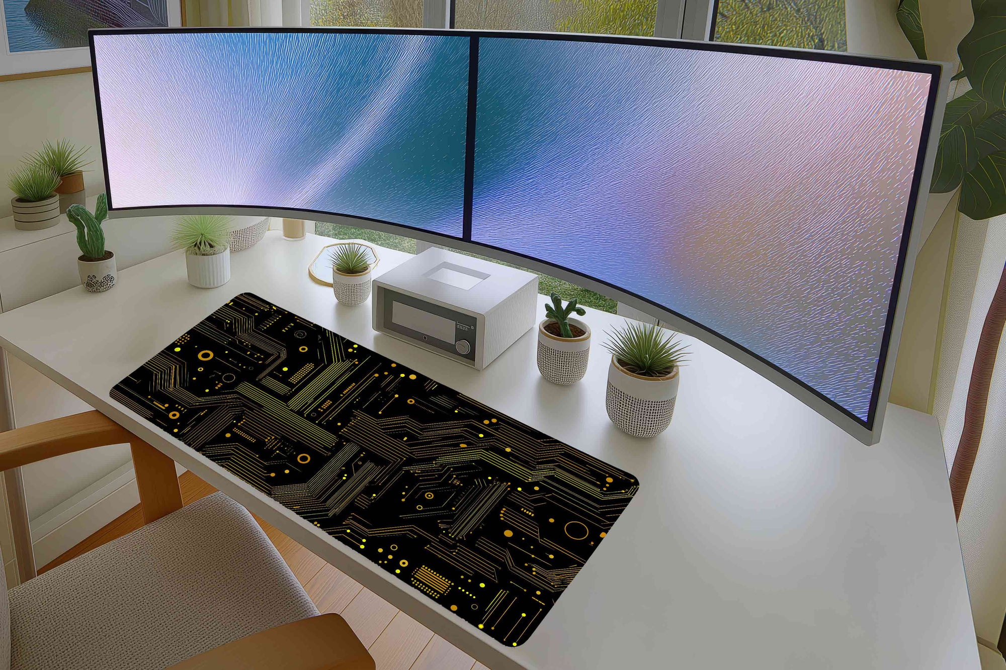 Futuristic Circuit Board Mousepad – Neon Tech Aesthetic