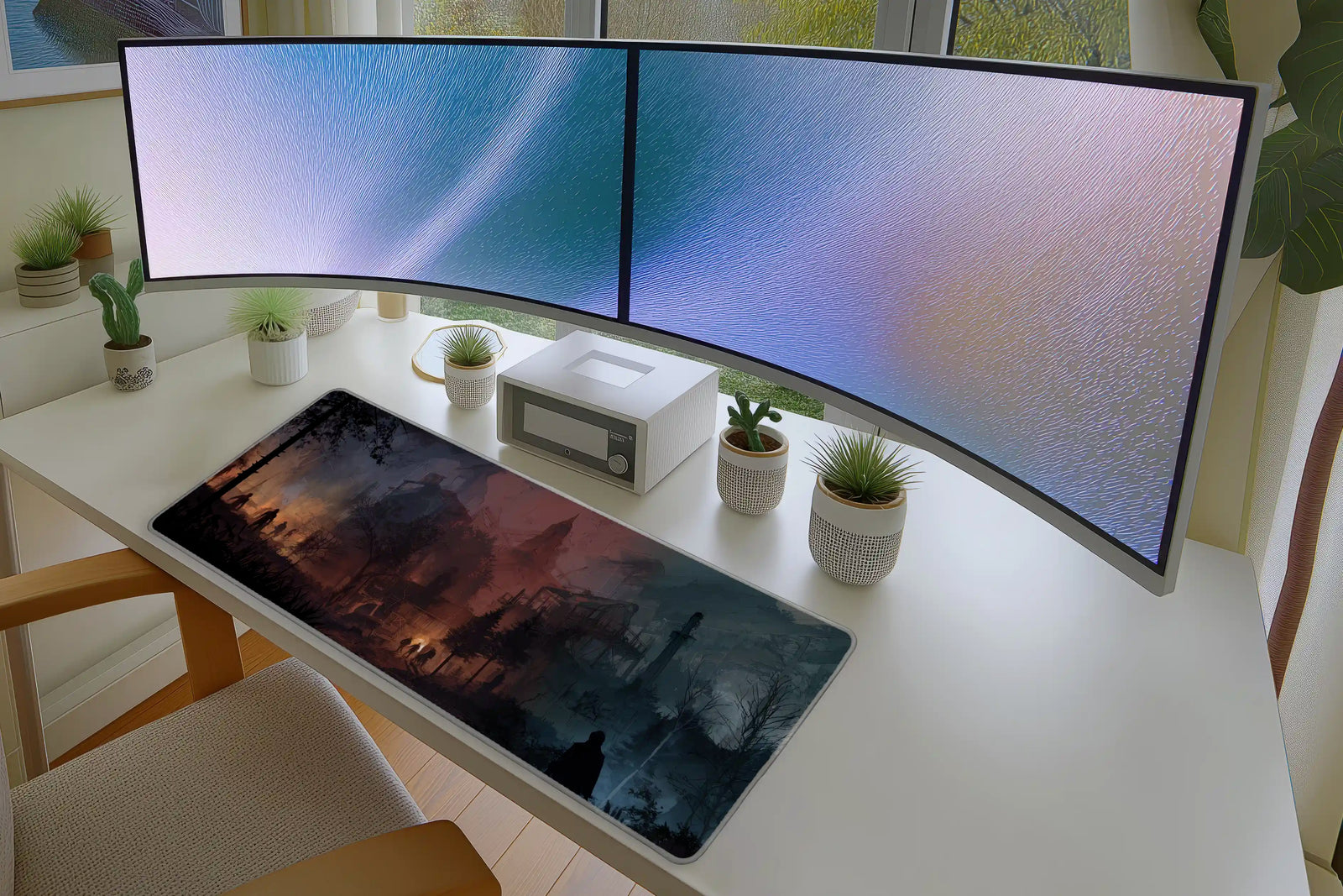 Post-Apocalyptic Campfire Survival Scene Mousepad