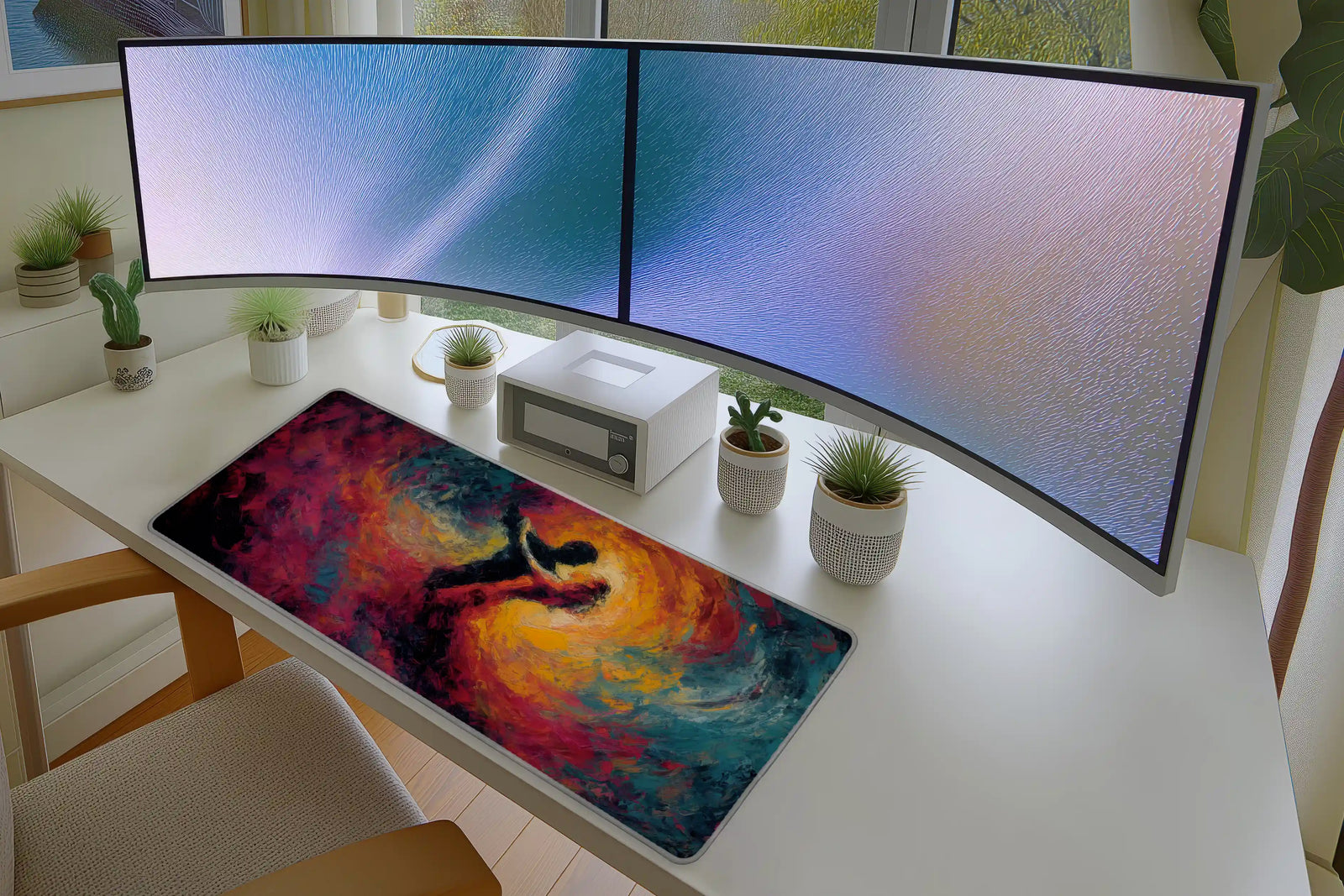 Colorful Dance Silhouette Mousepad – Abstract Romantic Art