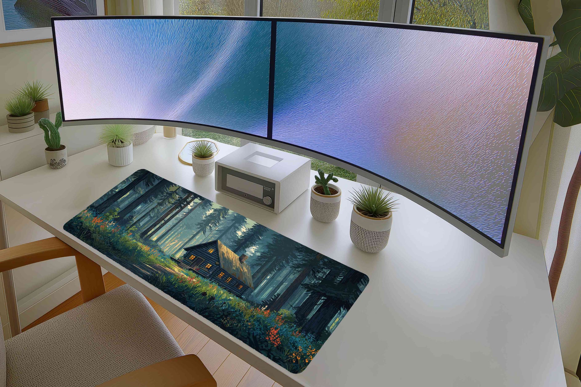 Cozy Cabin in Forest Mousepad – Serene Woodland Retreat