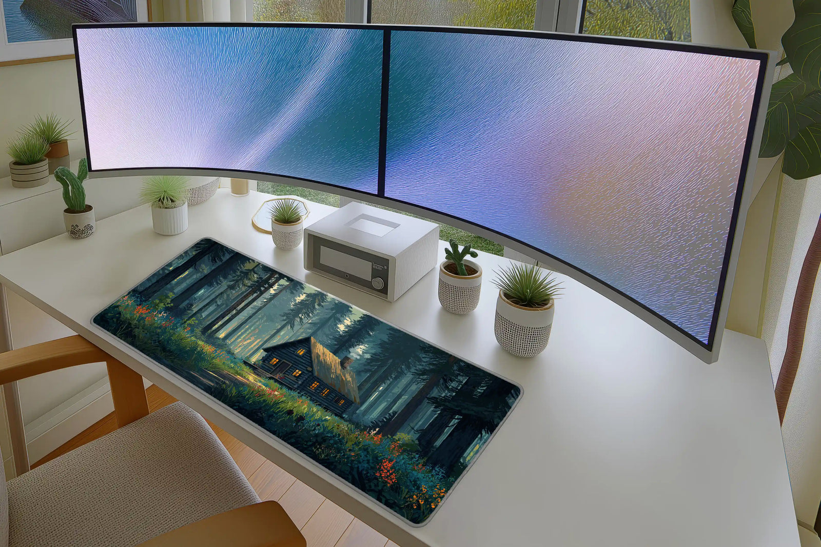 Cozy Cabin in Forest Mousepad – Serene Woodland Retreat