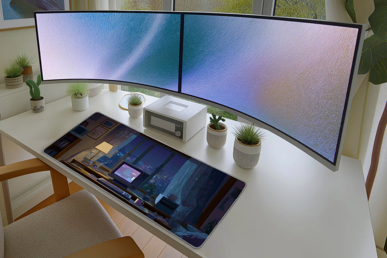 Retro Night City Mousepad – Cozy Anime Desk Setup