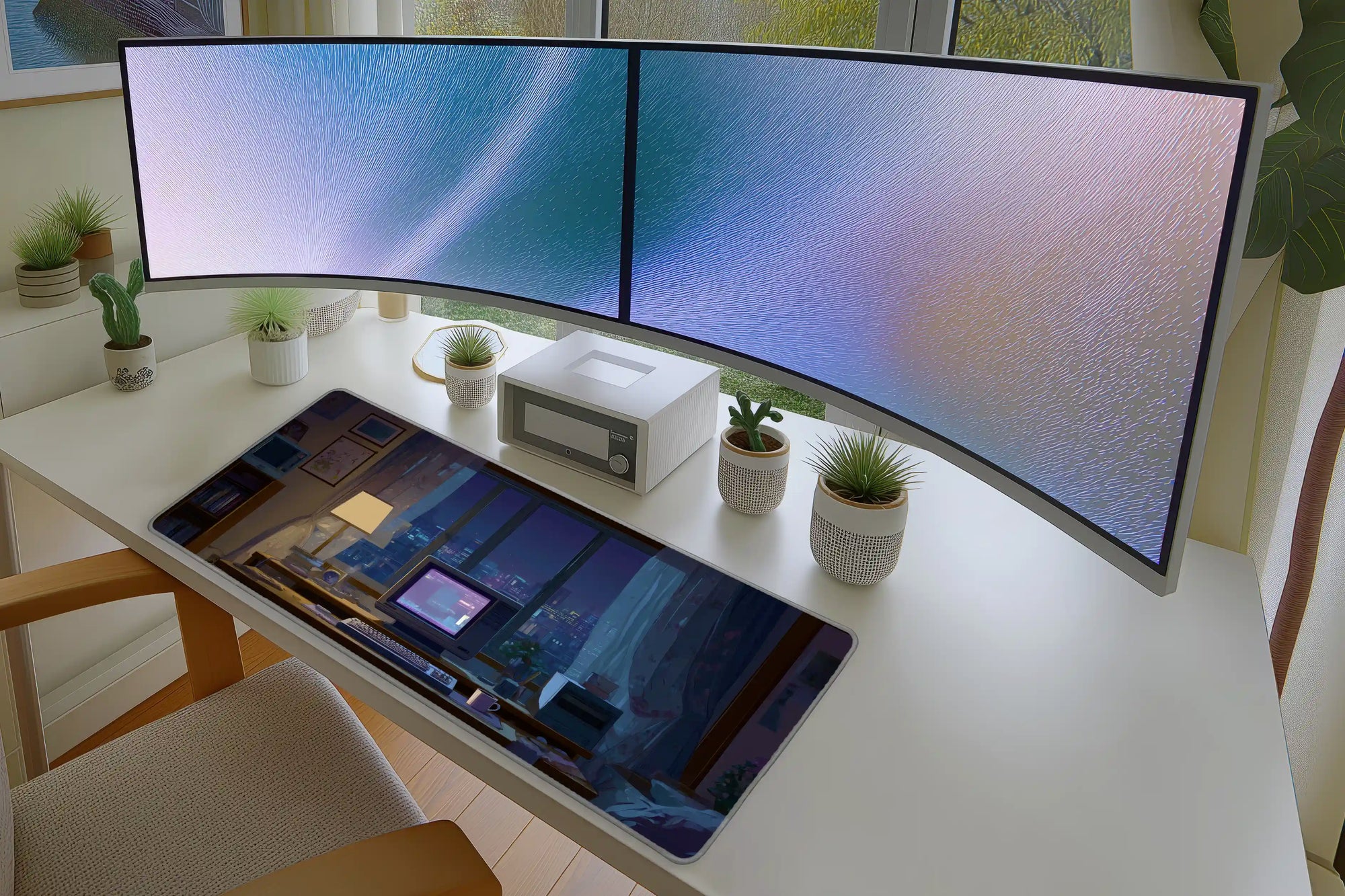 Retro Night City Mousepad – Cozy Anime Desk Setup
