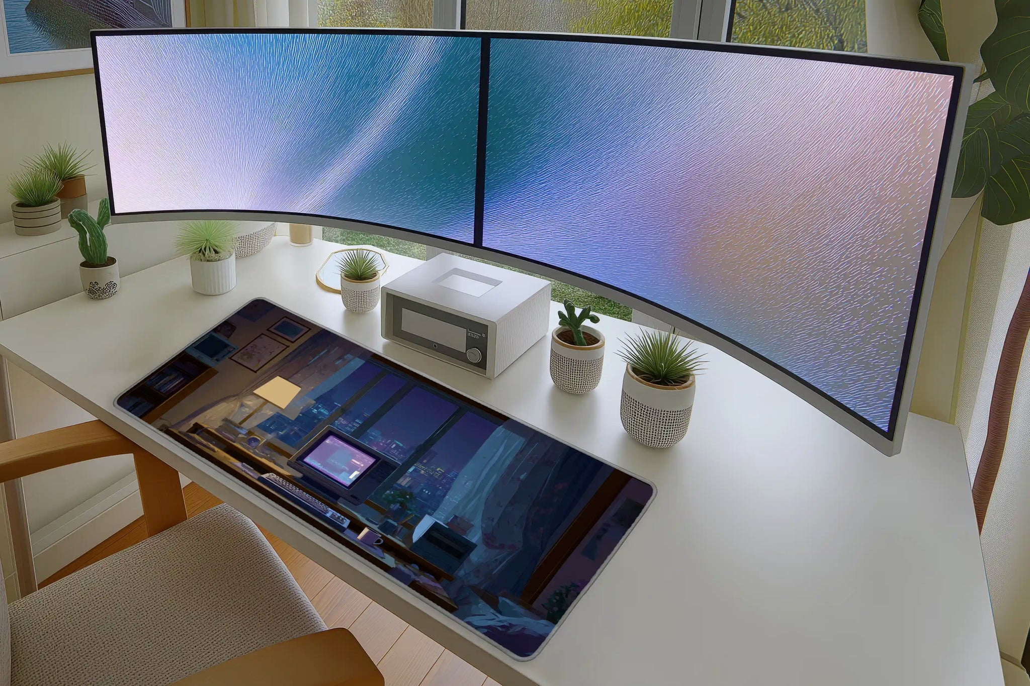 Retro Night City Mousepad – Cozy Anime Desk Setup