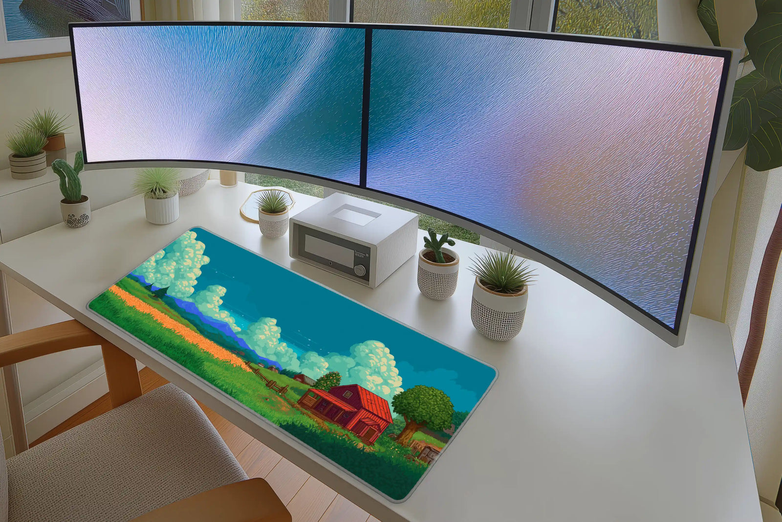 Pixel Farmhouse Summer Landscape Mousepad