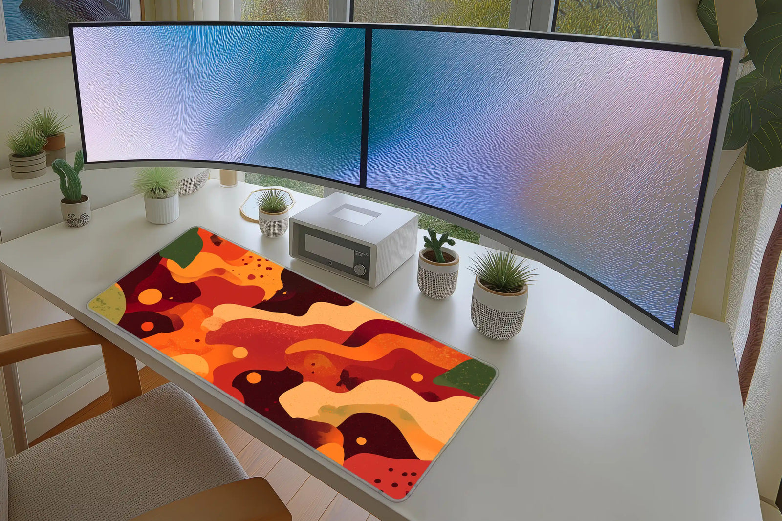 Retro Warm Abstract Waves Mousepad