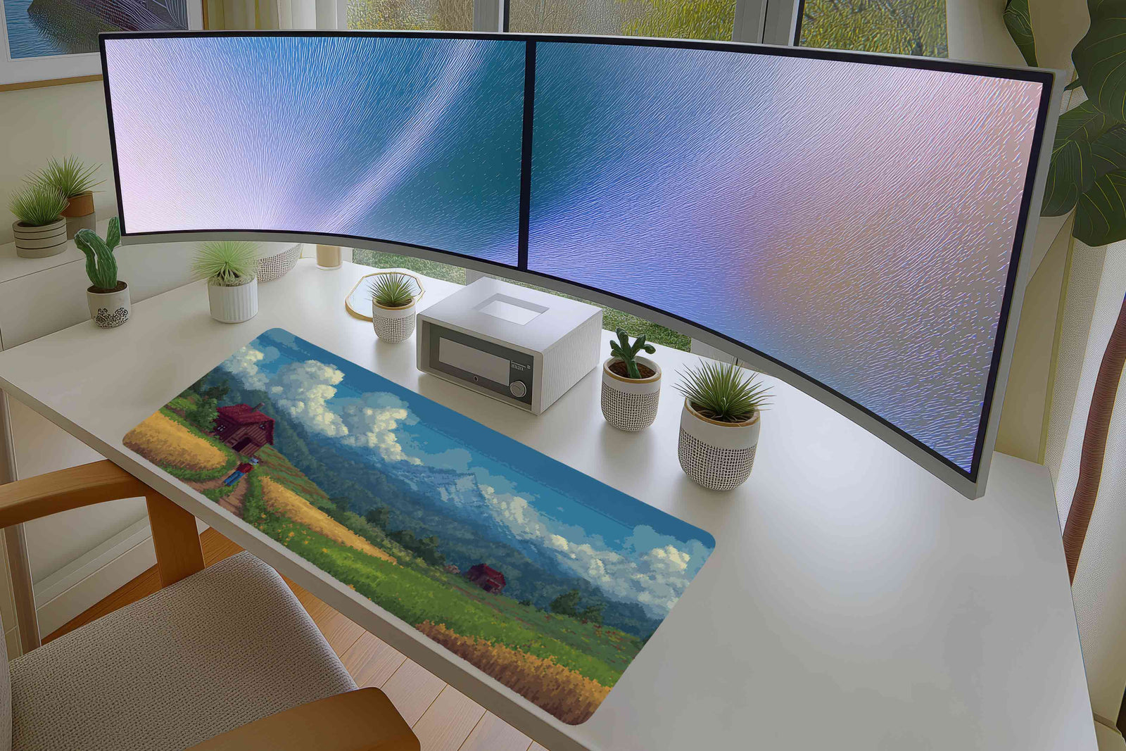 Pixel Farm Mousepad – Cozy Countryside Landscape Art