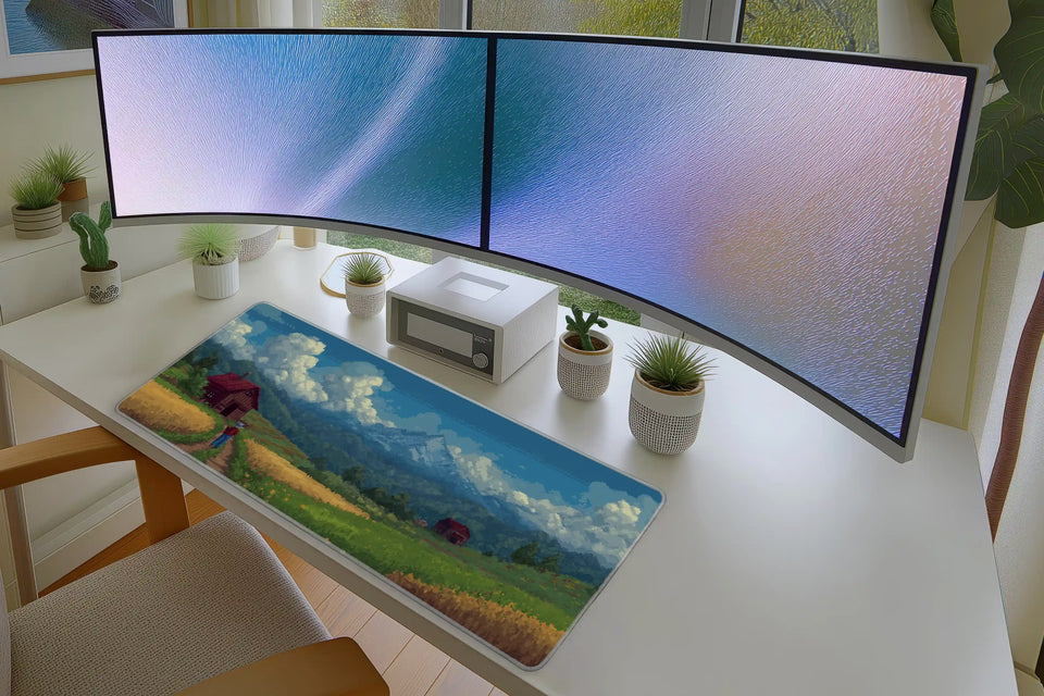 Pixel Farm Mousepad – Cozy Countryside Landscape Art