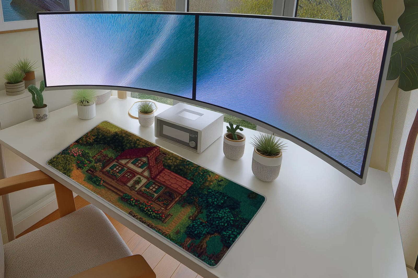 Pixel Cottage in Bloom Cozy Mousepad