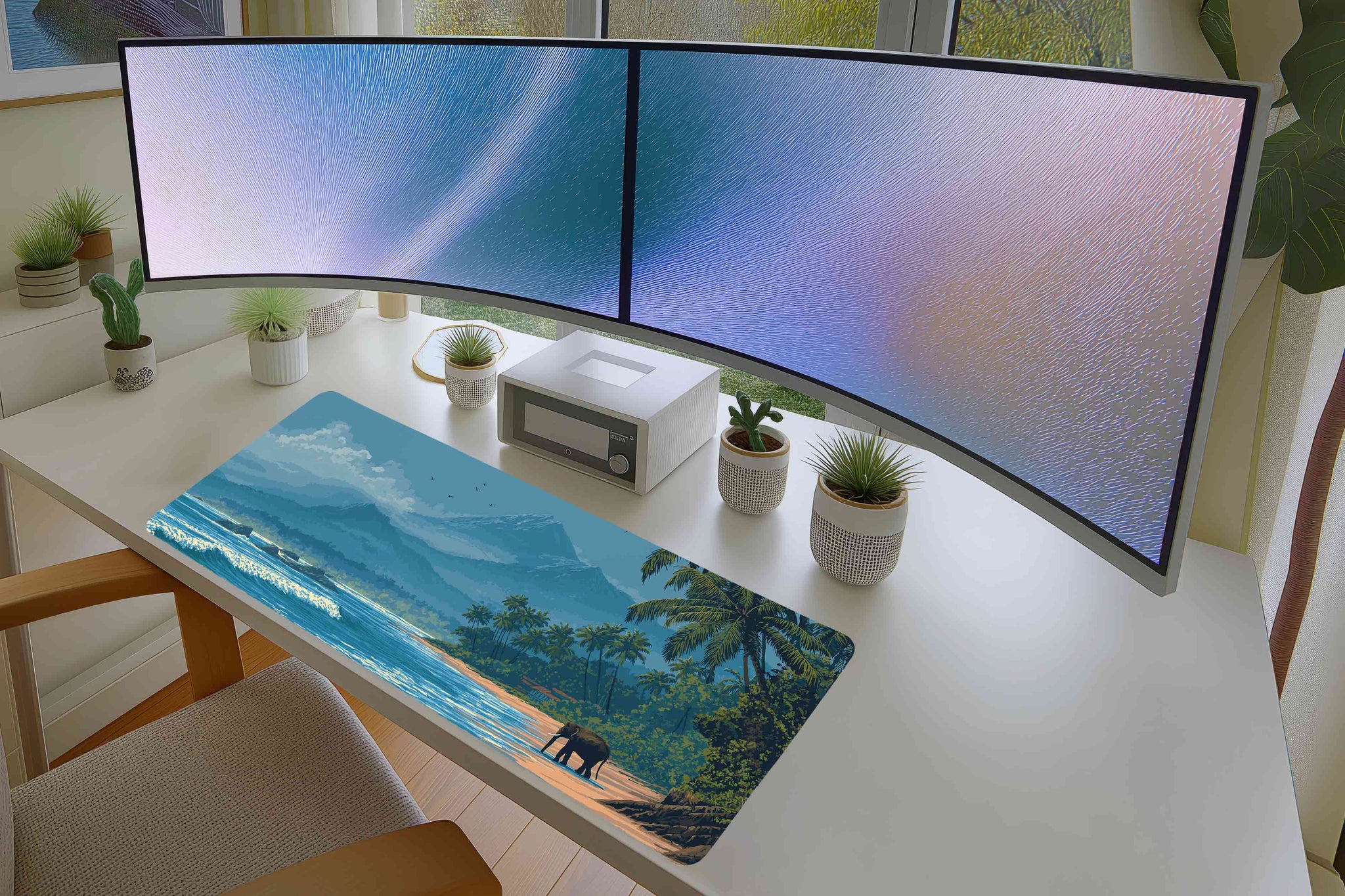 Tropical Elephant Beach Mousepad – Jungle Coast Landscape