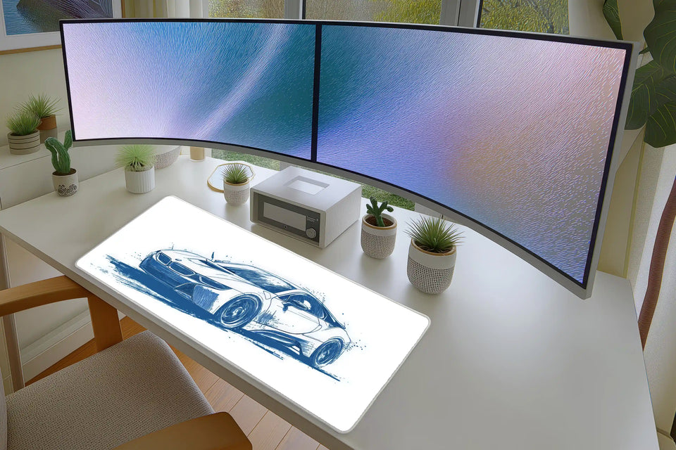 Blue Supercar Sketch Mousepad – Sleek Automotive Art