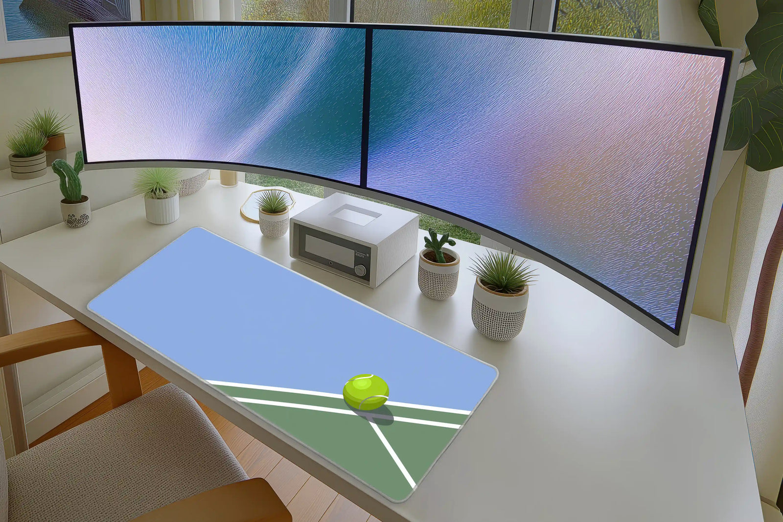 Minimal Tennis Court Mousepad – Sporty Green Art Desk Mat