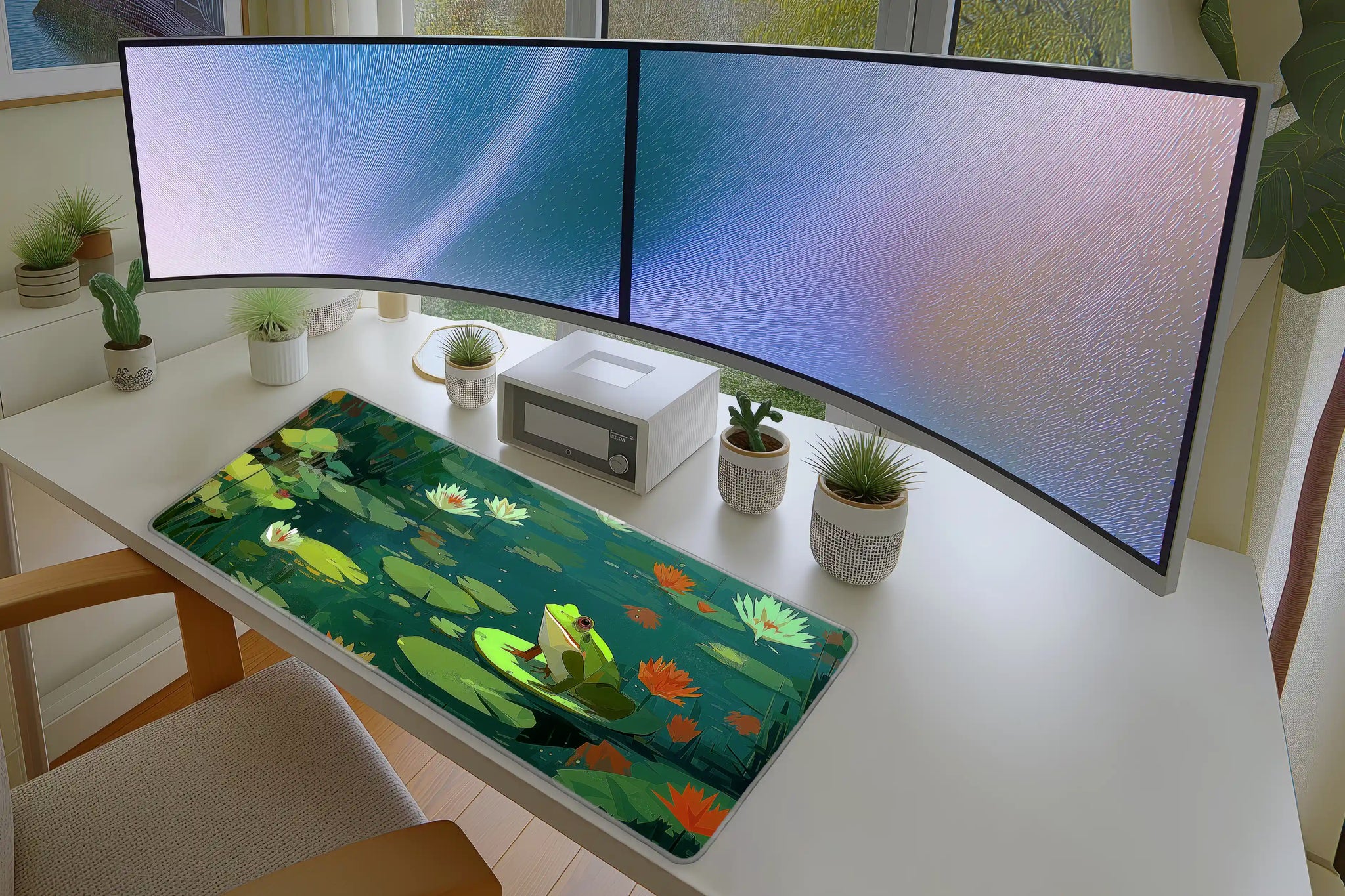 Serene Frog Pond Mousepad – Lily Pad Nature Desk Mat