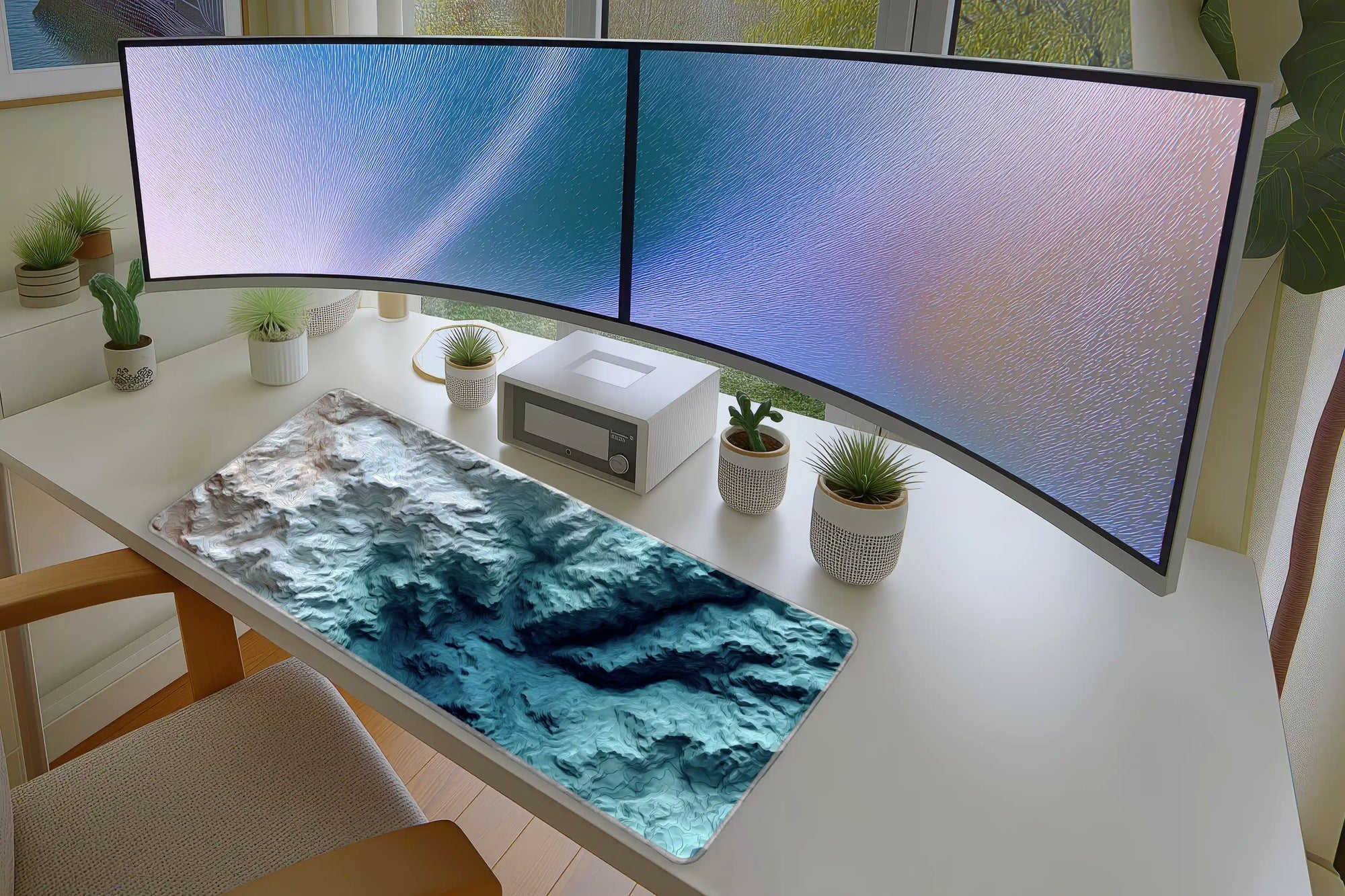 Ocean Blue Topographic Mousepad – Layered Terrain Art