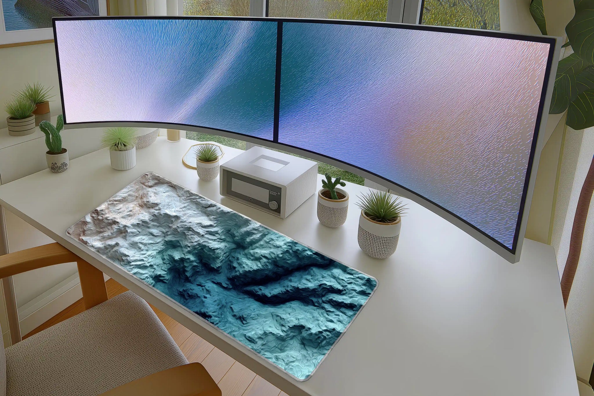 Ocean Blue Topographic Mousepad – Layered Terrain Art