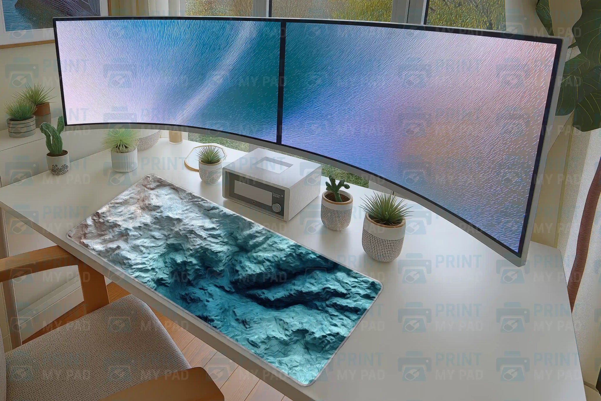 Ocean Blue Topographic Mousepad – Layered Terrain Art