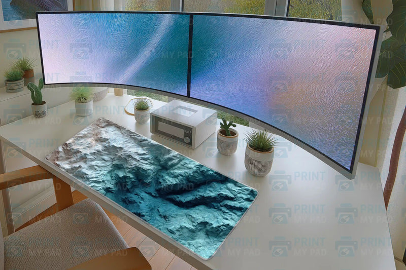 Ocean Blue Topographic Mousepad – Layered Terrain Art