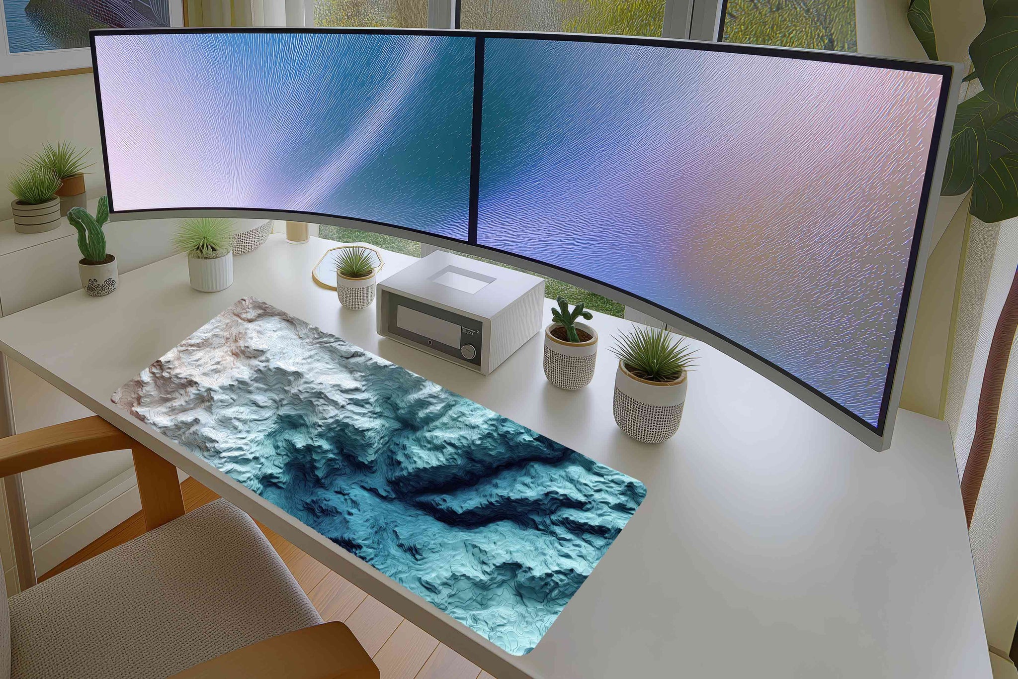 Ocean Blue Topographic Mousepad – Layered Terrain Art