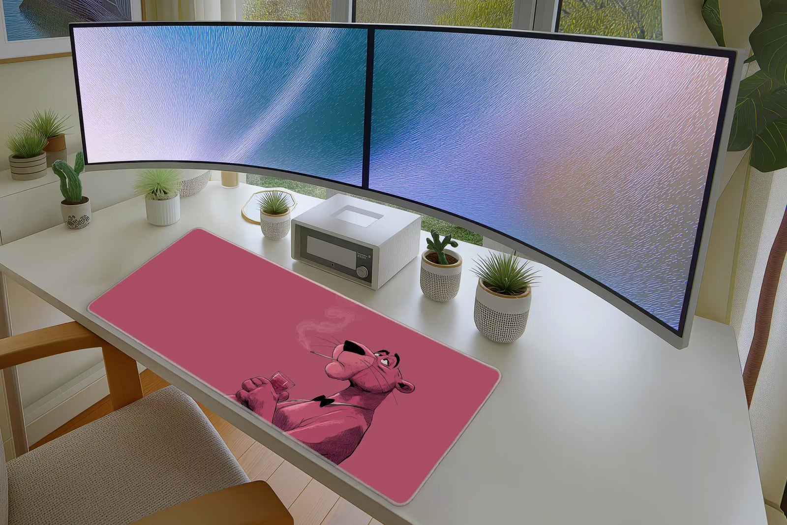 Cool Pink Panther Mousepad – Retro Cartoon Art Desk Mat