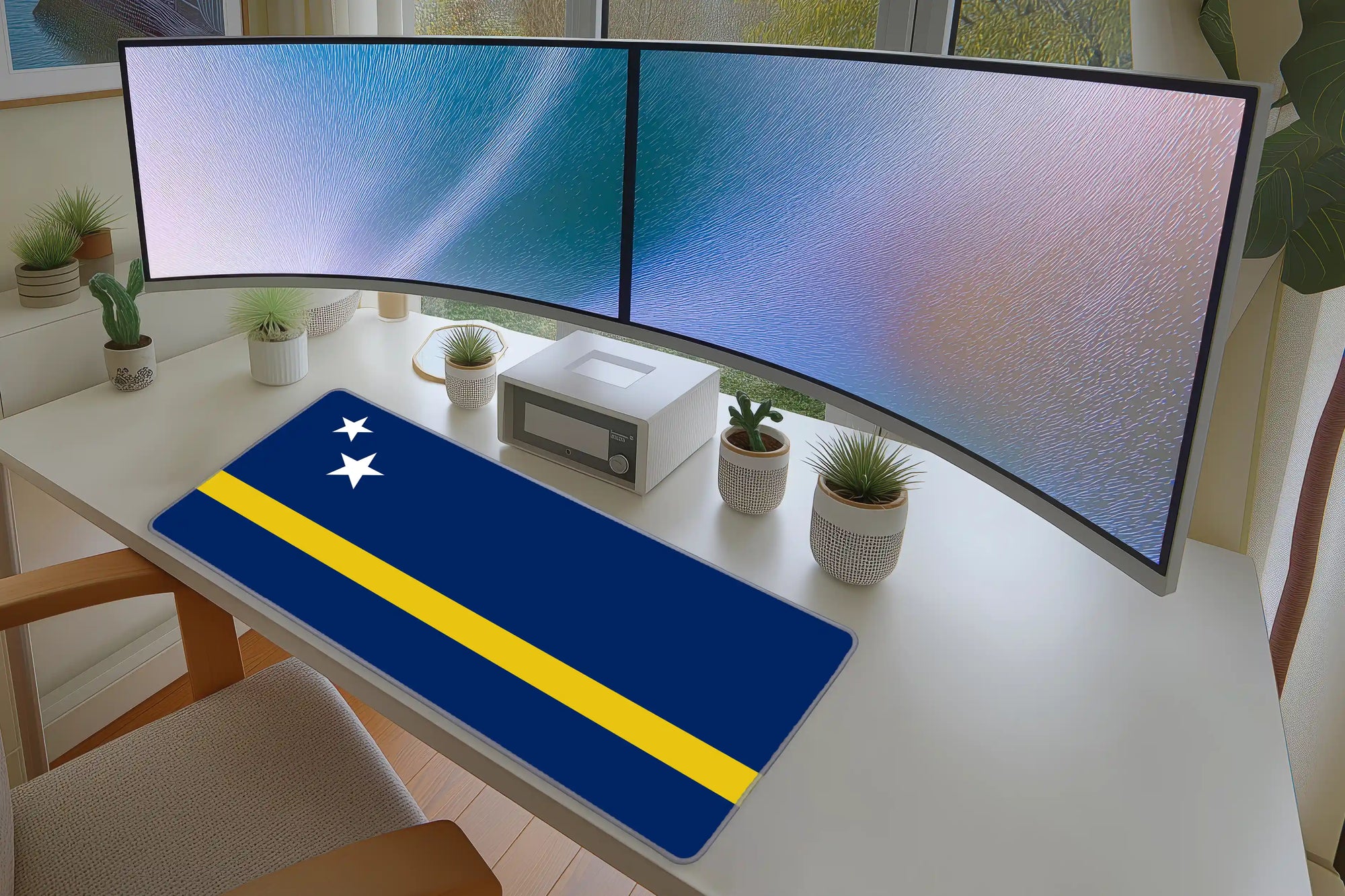 Curaçao Flag Desk Mat – Caribbean Pride Extended Gaming Mouse Pad