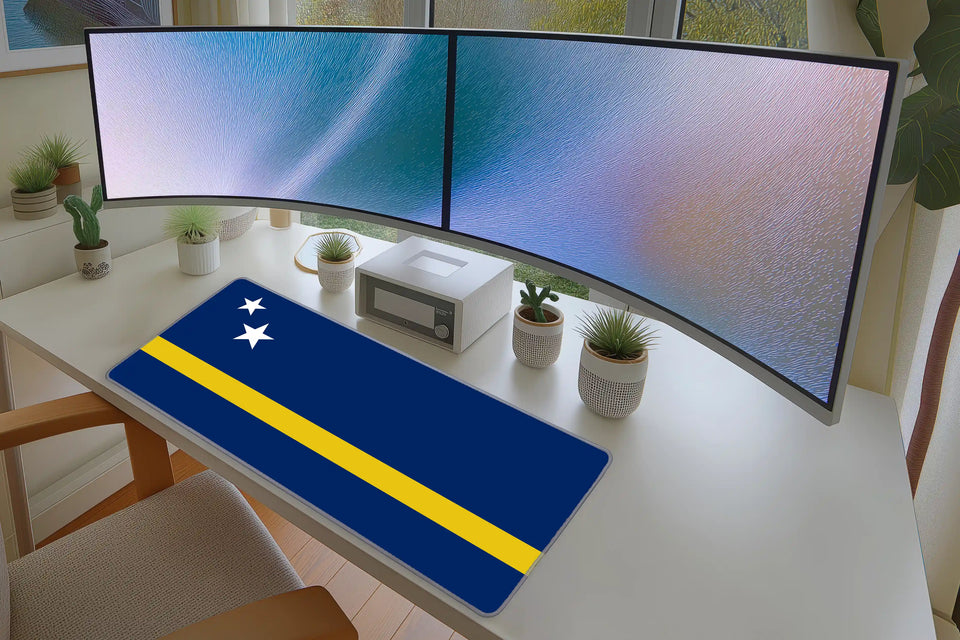 Curaçao Flag Desk Mat – Caribbean Pride Extended Gaming Mouse Pad