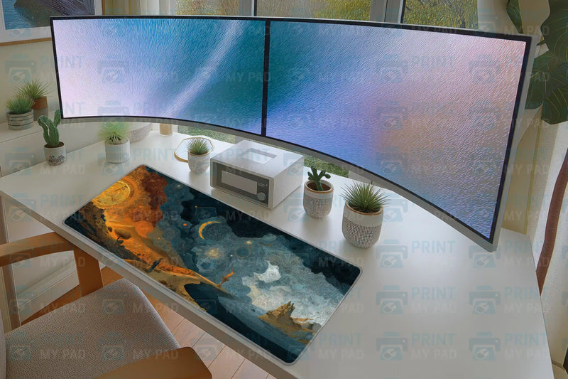 Surreal Fantasy Maze Mousepad – Sun, Moon & Castle Art