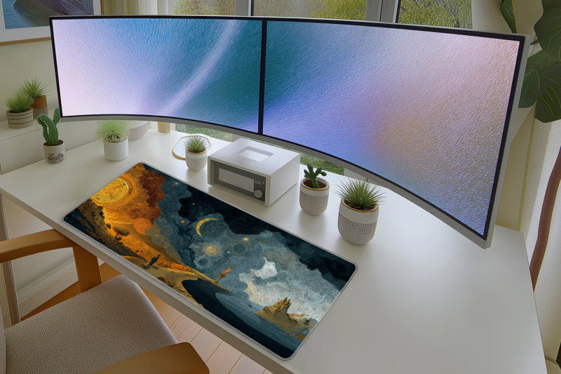 Surreal Fantasy Maze Mousepad – Sun, Moon & Castle Art