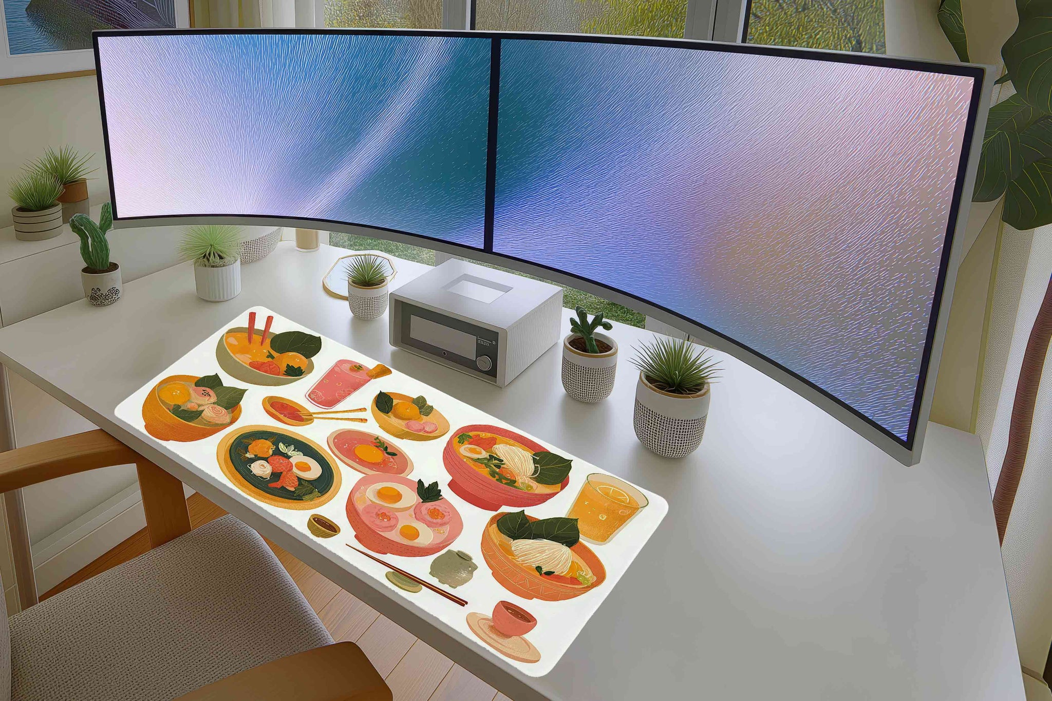 Pastel Curry Pad Thai & Tom Yum Mousepad – Cute Thai Food Art