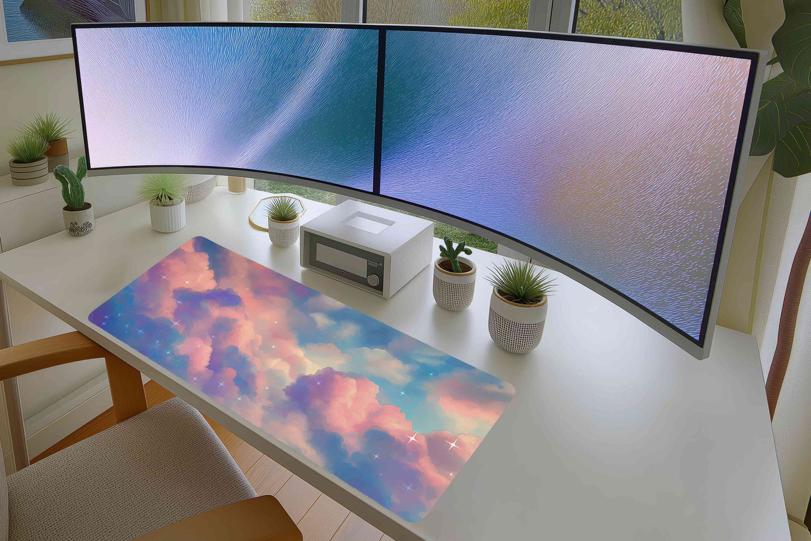 Dreamy Pastel Cloud Mousepad – Soft Sky & Sparkle Aesthetic
