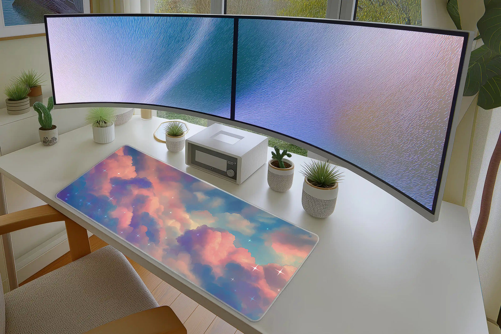 Dreamy Pastel Cloud Mousepad – Soft Sky & Sparkle Aesthetic