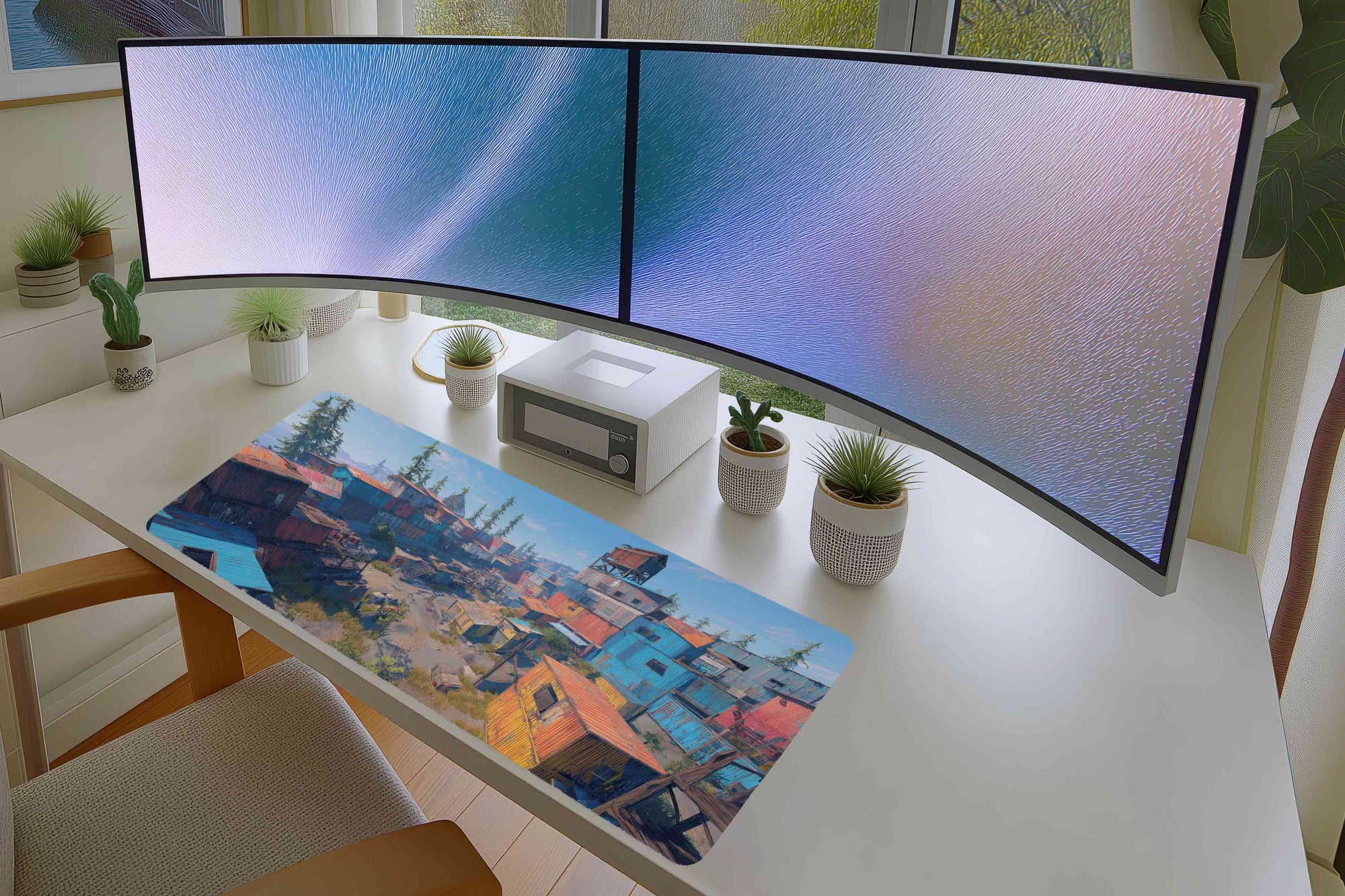 Vibrant Post-Apocalyptic Shanty Town Mousepad